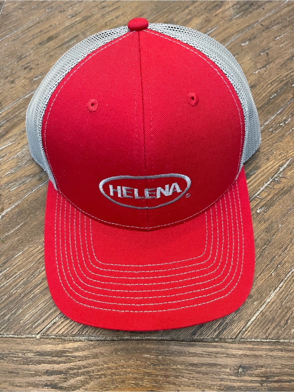 Helena Men’s Red and Gray Mesh Trucker Hat - Picture 4 of 5